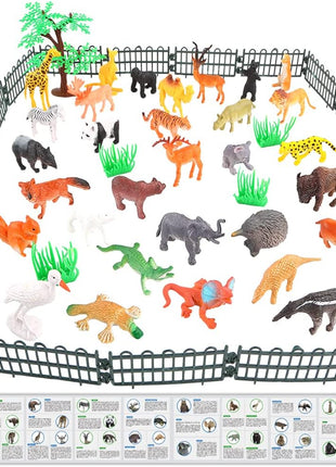 54 Piece Animal Figures for Kids, Safari Jungle Animal Figurines | Realistic animal figures for sensory bins, school learning, jungle party favors, cupcake toppers, classroom rewards