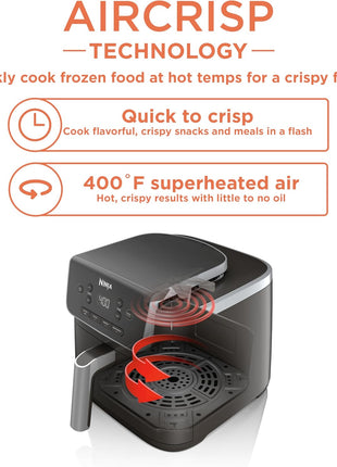 Ninja Air Fryer Pro, 5 Qt, 4-in-1, Grey, AF141 | Air fry, roast, reheat, dehydrate, 1750W, 400F max, Fits 4 lbs fries, Nonstick basket, Dishwasher-safe