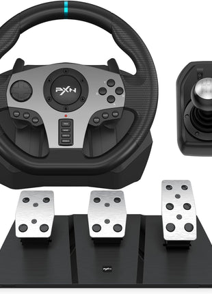 PXN Racing Wheel - Steering Wheel V9 Driving Wheel 270°/ 900° Degree Vibration Gaming Steering Wheel with Shifter and Pedal for PS4, PC, PS3, Xbox Series X|S, Xbox One(V9)