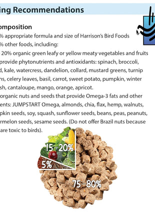 Harrison's Bird Foods Bird Food Adult Lifetime Fine Certified Organic Non-GMO Formula Bird Food 1lb