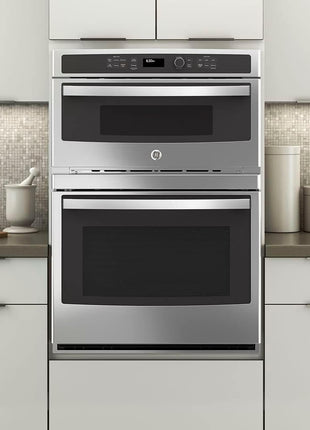 GE JT3800SHSS 30′′ Built‐In Combination Wall Oven with Microwave – 6.7 cu ft Total Capacity, Sensor Cooking, Self‐Clean with Steam, Sabbath Mode, Stainless Steel