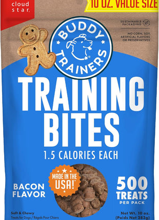 Buddy Biscuits Trainers 10 Oz. Pouch of Training Bites Soft & Chewy Dog Treats Made with Bacon Flavor