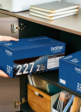 Brother Genuine TN227 High-Yield Black Toner Cartridge Twin Pack for Professional Laser Printing, 2 Pack Yields 6,000 Pages Total, Compatible with HL-L3210CW HL-L3230CDW Printers