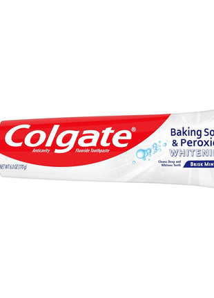 Colgate Baking Soda & Peroxide Toothpaste - Whitens Teeth, Fights Cavities & Removes Stains, Brisk Mint, 6 Ounce (Pack of 2)