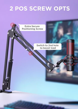 InnoGear Boom Arm Microphone Mic Stand for Blue Yeti HyperX QuadCast SoloCast Snowball Fifine Shure SM7B and other Mic, Medium