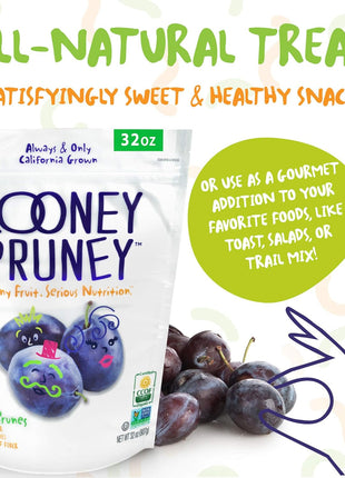 Looney Pruney Organic Pitted Dried Prunes for the Entire Family | Always California-Grown | Kosher | No Added Sugar & No Preservatives (32 oz)