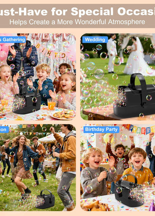 Durable Bubble Machine for Party: 3 Power Modes for Non-Stop Fun - 18000+ Bubbles Per Minute High Output 30 Mins Bubbles per Refill - Kids Safe Auto-Stop for Outdoor Backyard Birthday