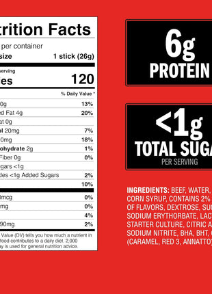 Jack Link's Beef Sticks, Original - Protein Snack, Meat Stick with 6g of Protein, Meat Snack Sticks Made with 100% Beef, Keto Friendly, Individually Wrapped - 0.92 Oz. (20 Count)