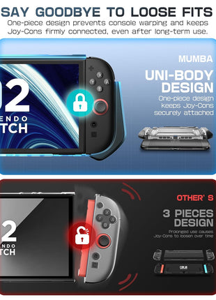 Mumba Blade Series Case for Nintendo Switch 2 [Dock Friendly] [Military-Grade Protection] Switch 2 Grip Protective Cover Shell, Quick-Release Joy-Con, Accessories for Switch 2 Controllers (Black)