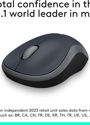 Logitech M185 Wireless Mouse, 2.4GHz with USB Mini Receiver, 12-Month Battery Life, 1000 DPI Optical Tracking, Ambidextrous PC/Mac/Laptop - Swift Grey