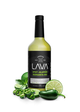 LAVA Premium Spicy Jalapeño Margarita Mix by LAVA Craft Cocktail Co., Made with Real Jalapeños, Agave Nectar, Key Limes, Lots of Flavor and Ready to Use, 1-Liter Glass Bottle