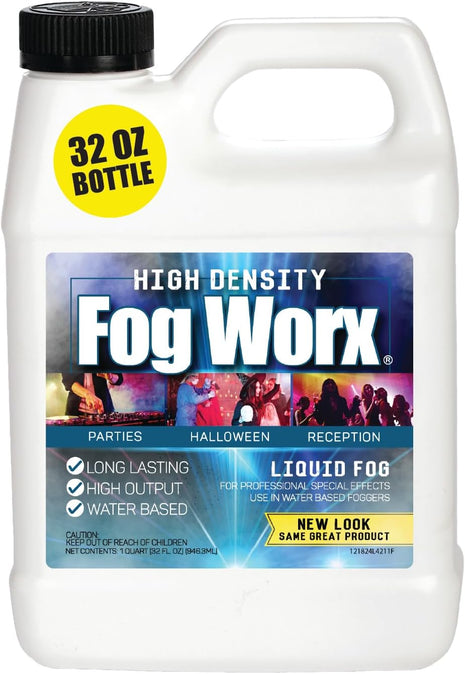 FogWorx Extreme High Density Fog Juice - Quart 32 Fluid Ounces of Long Lasting, High Output, Odorless Water Based Machine Fluid for 400 to 1500 Watt Machines
