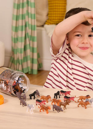 Terra by Battat Wild Animal Figurines Tube, 60 Mini Safari Figures, Animals | 60 realistic mini wild animal figures in a portable tube for pretend play, crafts, dioramas, sensory bins, Animals, 3+ Years
