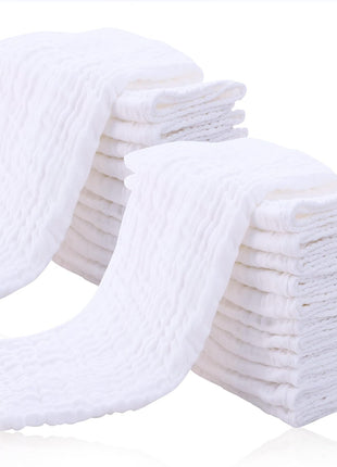 Cute Castle 12 Pack Muslin Burp Cloths for Baby - Ultra-Soft 100% Cotton Baby Washcloths - Large 20'' by 10'' Super Absorbent Milk Spit Up Rags - Burpy Cloths for Unisex, Boy, Girl - White
