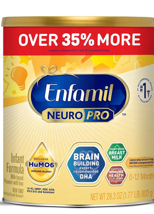 Enfamil NeuroPro Baby Formula, Brain Building Duo DHA & MFGM, Exclusive Immune Supporting HuMO6 Blend, Powder Infant Formula, Baby Milk, 28.3 Oz Value Can