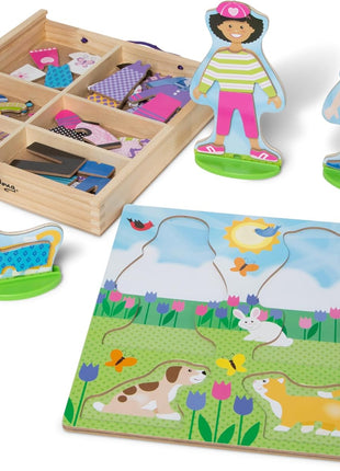 Melissa & Doug Best Friends Magnetic Dress-Up Wooden Dolls Pretend Play Set (78 pcs)