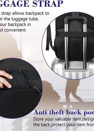 MATEIN Business Laptop Backpack, 15.6 Inch Travel Work Bag for Men Women | Water Resistant Daypack, Personal Item Bag Size, Anti Theft Pocket, Luggage Strap, Computer Backpack for Work College, Black