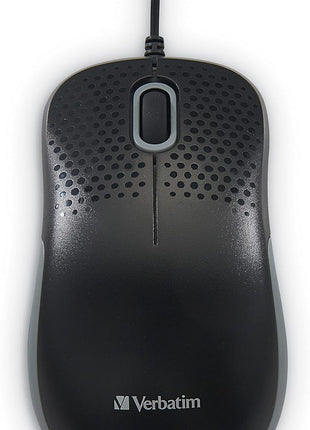 Verbatim USB Silent Corded Optical Mouse - Computer Wired Noiseless and Silent Click Mouse for Mac and PC - Black