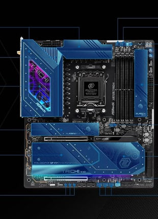 ASRock AMD X870E Taichi Ryzen Socket AM5 X870 Dual Channel DDR5 DIMMs 256 GB 8200 EATX Motherboard M.2 LED WiFi 7