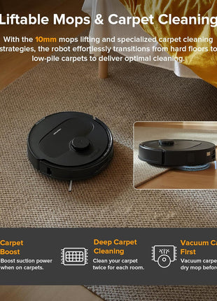 roborock Qrevo Series Robot Vacuum and Mop, Upgraded from Qrevo S | 8000Pa Suction, Anti-Tangle Brushes, Smart Obstacle Avoidance, Auto Mop Washing, All-in-One Dock, Spinning Mop, Black(QV 35A)