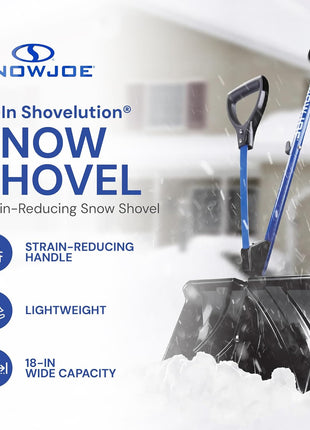 Snow Joe Snow Shovel with 18-Inch Blade and Assist Handle, 3.5 Lbs - Heavy-Duty Lightweight Shoveling Tool for Ice Removal, Shovelution SJ-SHLV01
