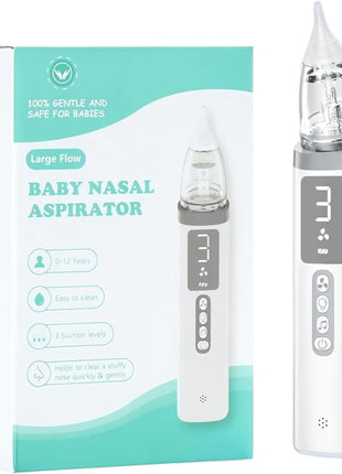 Nasal Aspirator for Baby,Baby Nose Sucker,Electric Nasal Aspirator for Baby,for Relieving Nasal Congestion,Nose Cleaner with 3 Silicone Tips,Adjustable Suction Level,Music and Light Soothing Function