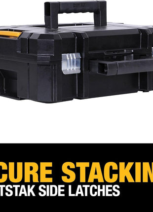 DEWALT TSTAK II Tool Box, Flat Top Tool Storage Case, Organizer Box Holds Up To 66 lbs, Flexible Platforms for Stacking, 13 Inch (DWST17807)