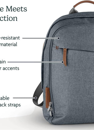 UPPAbaby Changing Backpack / Multiple Storage Compartments / Stroller Strap Attachment / Bottle Insulator and Changing Pad Included / Emmett/Gwen (Green Mélange / Saddle Leather)