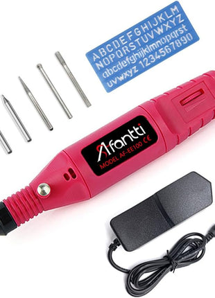 Corded Electric Engraver Pen Engraving Etching Tool Etcher Kit with | Stencil & Tungsten Carbide Tip | for Metal Glass jewelry Leather Wood Ceramic Plastic