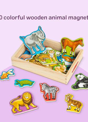 Melissa & Doug 20 Wooden Animal Magnets in a Box