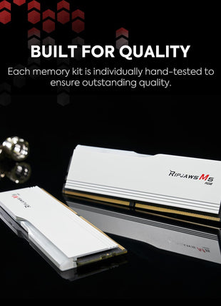 G.SKILL Ripjaws M5 RGB Series DDR5 RAM (Intel XMP 3.0) 96GB (2x48GB) 5600MT/s CL40-40-40-89 1.25V Desktop Computer Memory U-DIMM - Matte White (F5-5600J4040D48GX2-RM5RW)