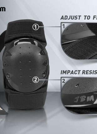 JBM Adult & Kids Knee Pads Elbow Pads and Wrist Guards for Inline Skating, Roller Skating, Skateboarding, Scootering