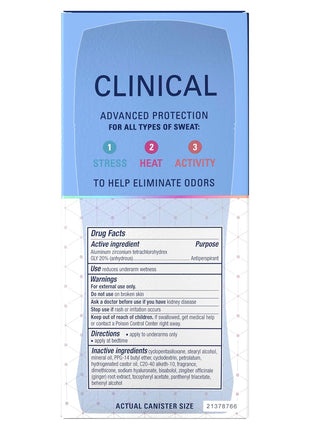 Secret Clinical Strength Invisible Solid Antiperspirant Deodorant for Women, 100HR Sweat & Odor Protection, 3X Stress Protection with Hyaluronic Acid, PH Balanced, Completely Clean Scent, 2.6 oz