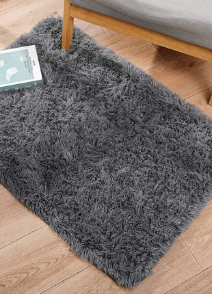Ophanie Small Rug Non Slip Throw Bedside Area Rugs, Fluffy Soft Grey Mini Bedroom Carpet, Affordable Door Entryway Indoor Inside Front Entrance Dog 2x3 Mat with Over 99 pcs Pile fibers