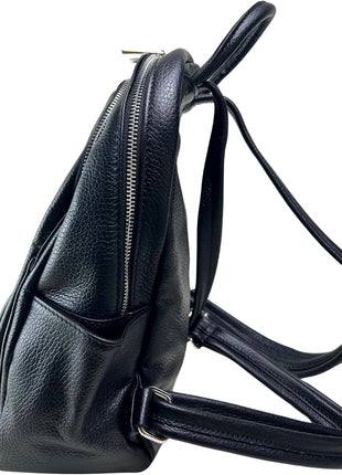 Anta Leather Zipper Backpack - Stylish and Durable Leather Backpack for Women (Black)