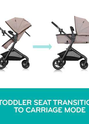 Evenflo Pivot Modular Travel System w/LiteMax Preemie and Infant Car Seat | 6 Modes of Use, Rear-Facing Mode for Infants 3-30 lbs, Stroller use up to 50 lbs (Casual Gray)