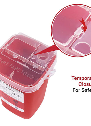 Alcedo 1 Quart Sharps Container (1-Pack) for Needle & Syringe Disposal | Small & Portable, Built-In Needle Removal Port, Temporary Safety Closure, Clear Lid, Ideal for Home, Travel & Professional
