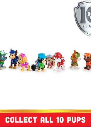 Paw Patrol 10th Anniversary All Paws On Deck 10 Figure Gift Pack | 10 Collectible Action Figures, Chase, Marshall, Rocky, Rubble, Zuma, Skye & More, Kids Toys for Boys & Girls Ages 3+