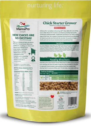 Manna Pro Medicated Chick Starter Grower Feed, Dried High Protein Chicken Food Crumbles with Amprolium for Coccidiosis Prevention, Complete Chicken Feed for Baby Chicks, 5 lb Bag