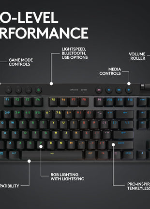 Logitech G PRO X TKL Lightspeed Wireless Gaming Keyboard, Ultra-Portable Tenkeyless Design, LIGHTSYNC RGB, PBT keycaps, Tactile Switches (GX Brown) - Black