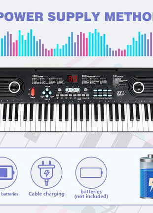 61 key keyboard Piano,Portable Electronic Digital Piano,Built In Dual Speakers,Rich Teaching Content,Electronic Piano Suitable For Beginners