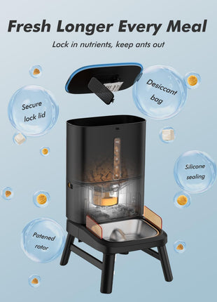 Automatic Dog Feeder for Large Breed with Camera - 15L/ 64 Cups Anti-Clog 5G WiFi Dog Food Dispenser for 2-23mm Kibble, Elevated Stand, Large Food Tray, 1080P HD Video with Night Vision, Keeps Fresh
