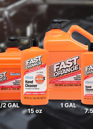 Fast Orange 25219 Pumice Lotion, Heavy Duty Hand Cleaner, Natural Citrus Scent, Waterless Cleaner for Mechanics, Strong Grease Fighter, 1 Gallon