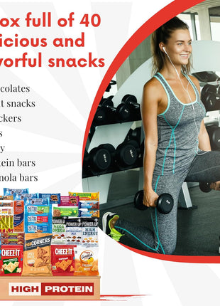 Jumbo Jumble Snack Box (40 Count) Protein Gift Care Package Snacks Variety Pack for Adults Teens Kids Men Women College Office Birthday (Protein Set)