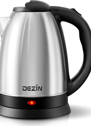 DEZIN Electric Kettle Upgraded, BPA Free 2L Stainless Steel Tea Kettle, Fast Boil Water Warmer with Auto Shut Off and Boil Dry Protection Tech for Coffee, Tea, Beverages