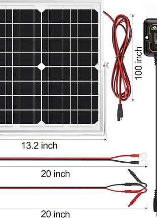 SOLPERK Solar Panel Kit 20W 12V, Waterproof Solar Battery Trickle Charger Maintainer + Smart MPPT Controller + Adjustable Mount Bracket for Boat Car RV Motorcycle Marine Automotive