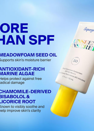 Supergoop! Unseen Sunscreen - Clear & Invisible Face Sunscreen + Broad Spectrum + Makeup-Gripping Primer - Weightless, Scentless, Oil Free - For All Skin Types & Tones