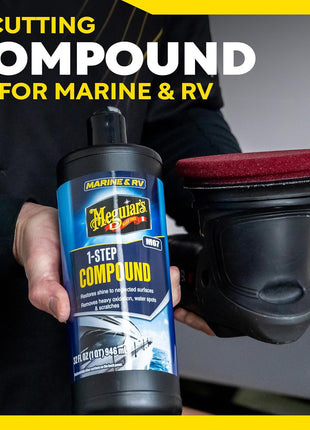 Meguiar's Marine/RV One Step Compound, M6732, Removes Oxidation, Stains, Scratches, and Water Spots, Restores Color and Shine to Fiberglass Gel Coat Finishes, Christmas Gift Ideas for Car Dads, 32 Oz