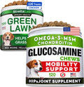 Glucosamine Treats + Grass Burn Spot Chews for Dogs Bundle - Joint Supplement w/Omega-3 Fish Oil + Dog Urine Neutralizer for Lawn - Chondroitin, MSM + DL-Methionine+Enzymes - 240 Chews - Made in USA
