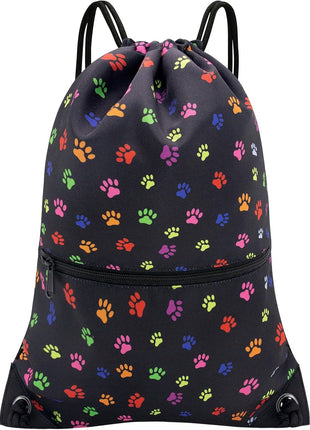 HOLYLUCK Drawstring Backpack Bag Sport Gym Sackpack - black